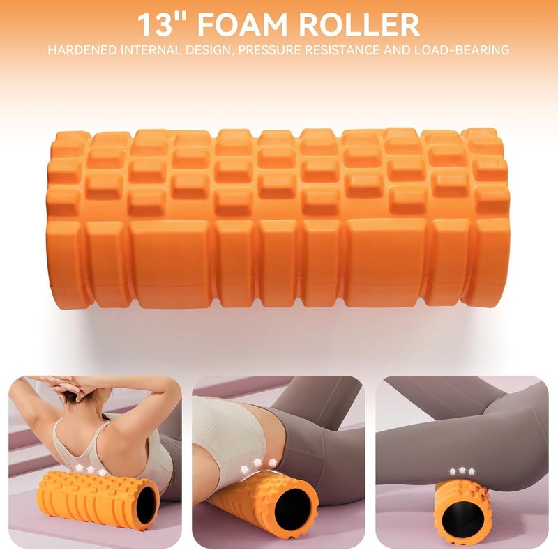 Krightlink Foam Roller High Density 13" Patented Exercise Roller for Deep Tissue Muscle Massage, Muscle Massage and Myofascial Trigger Point Release, Relieves Muscle Pain, Improves Mobility (Orange) - Image 4
